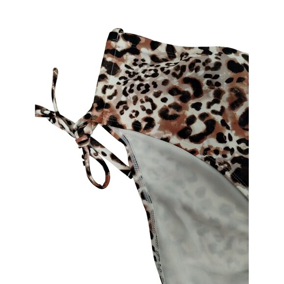 Time and Tru Womens 3XL Watercolor Cheetah Mid Rise Ruched Back Bikini Bottoms - Picture 2 of 5